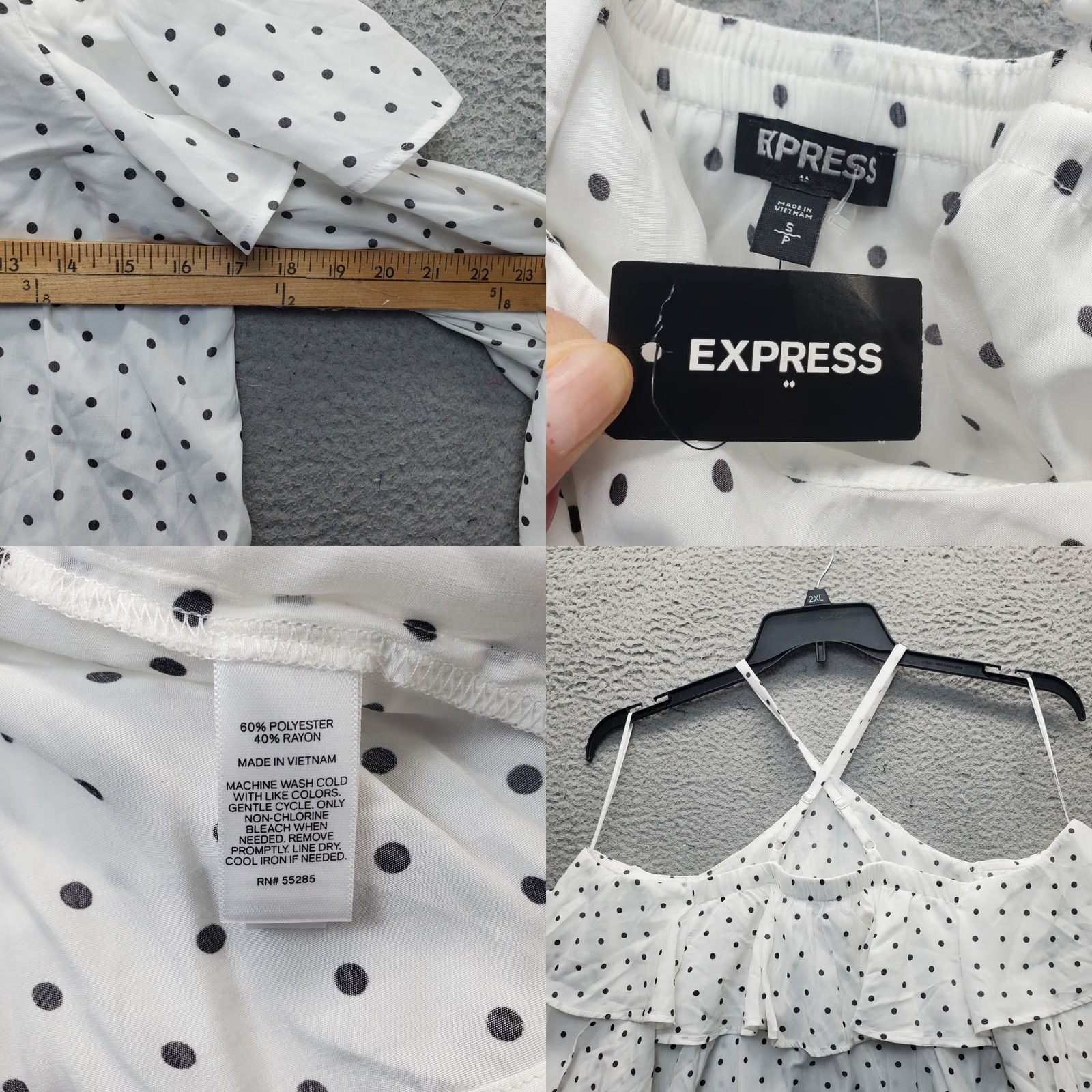 Express Express Blouse Womens S Multicolor Polka Dot Off The Shoulder Ruffle Adjustable Strap Spaghetti Sleeve Medium? Size S / US 4 / IT 40 - 8 Thumbnail