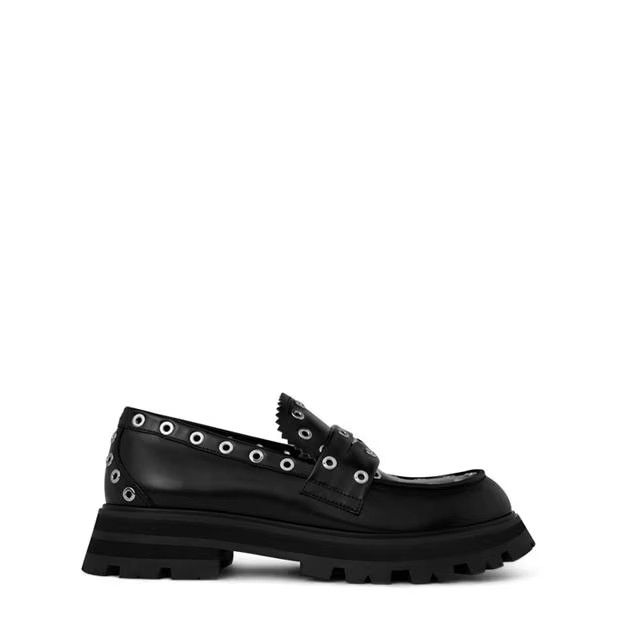 image of Alexander Mcqueen O1G2R1Mq0324 Loafers In Black & Silver in Black/Silver, Men's (Size 9)
