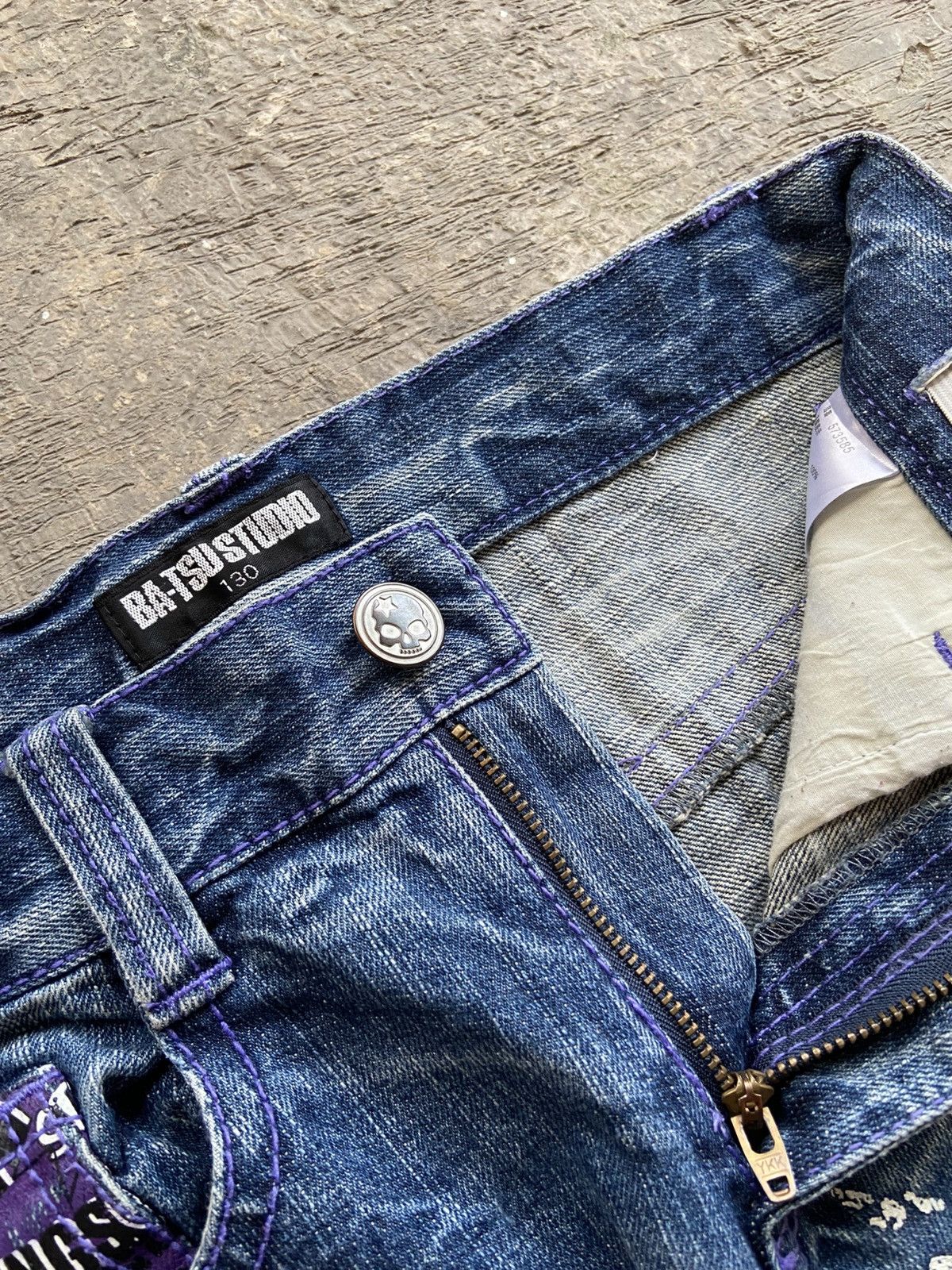 Le Grande Bleu (L.G.B.) 2000s Ba-Tsu Studio - Skull Boy AOP Denim Pants Size US 26 / EU 42 - 7 Thumbnail