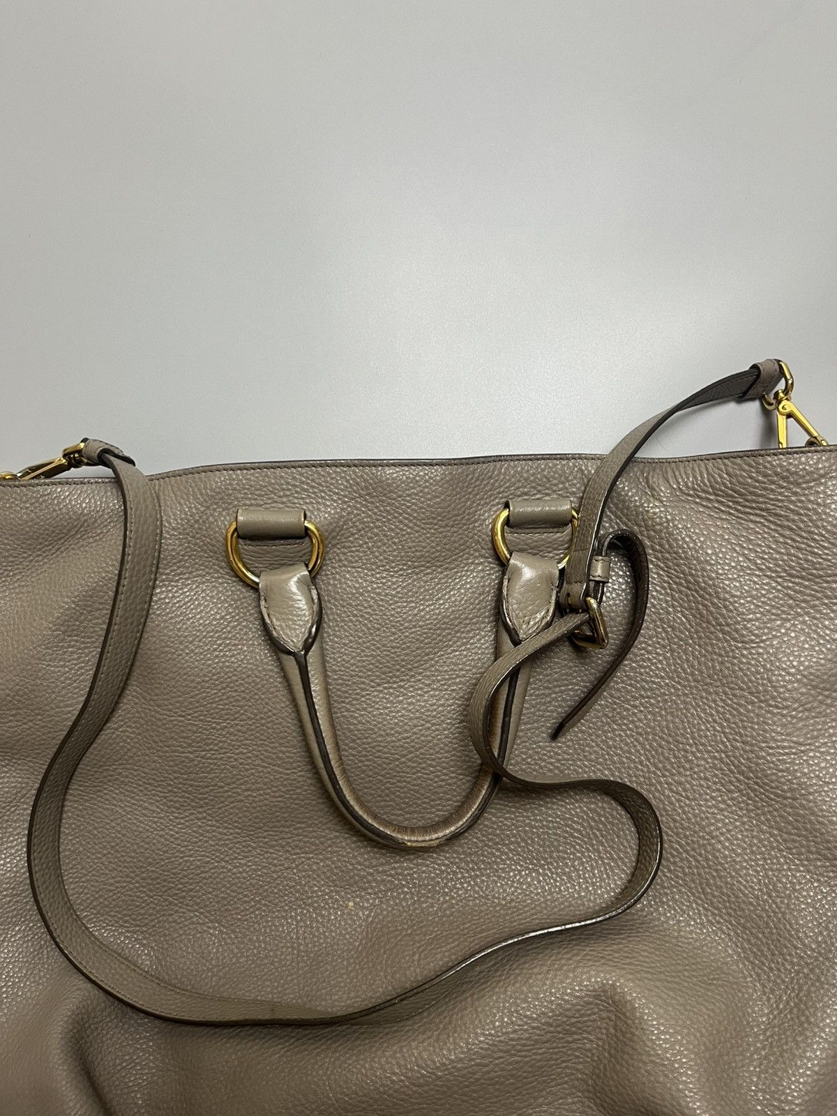 Prada Prada Pebbled Leather Tote Bag Size ONE SIZE - 9 Thumbnail