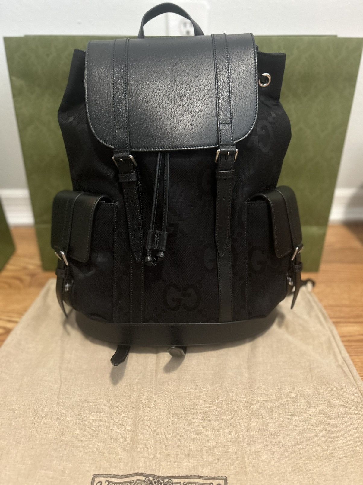 Gucci Gucci Tonal Jumbo GG Backpack Black Size ONE SIZE - 2 Thumbnail