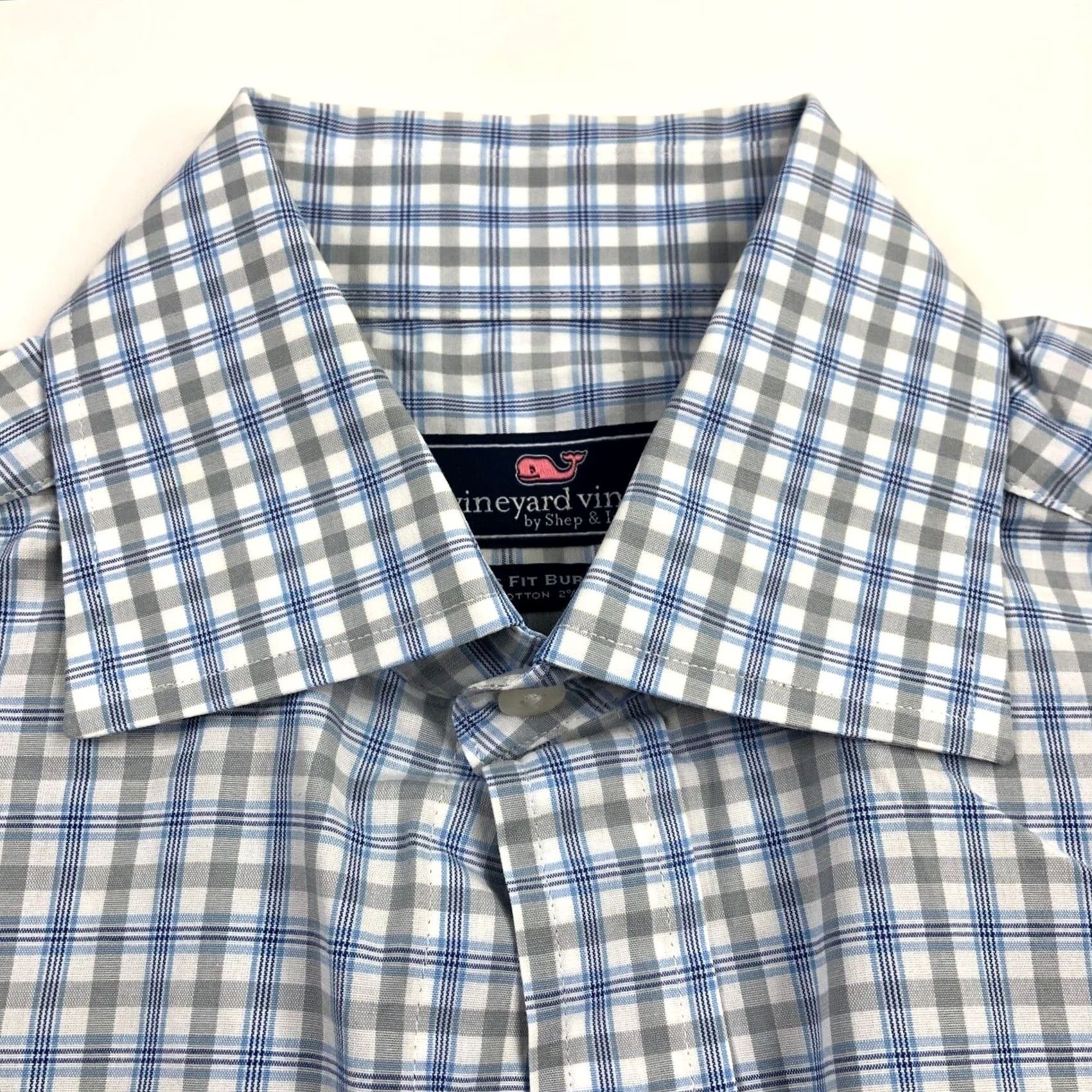Vineyard Vines Vineyard Vines Burgee Shirt Men’s XS Blue White Plaid Classic Fit Button-Up Shirt Size US XS / EU 42 / 0 - 2 Thumbnail