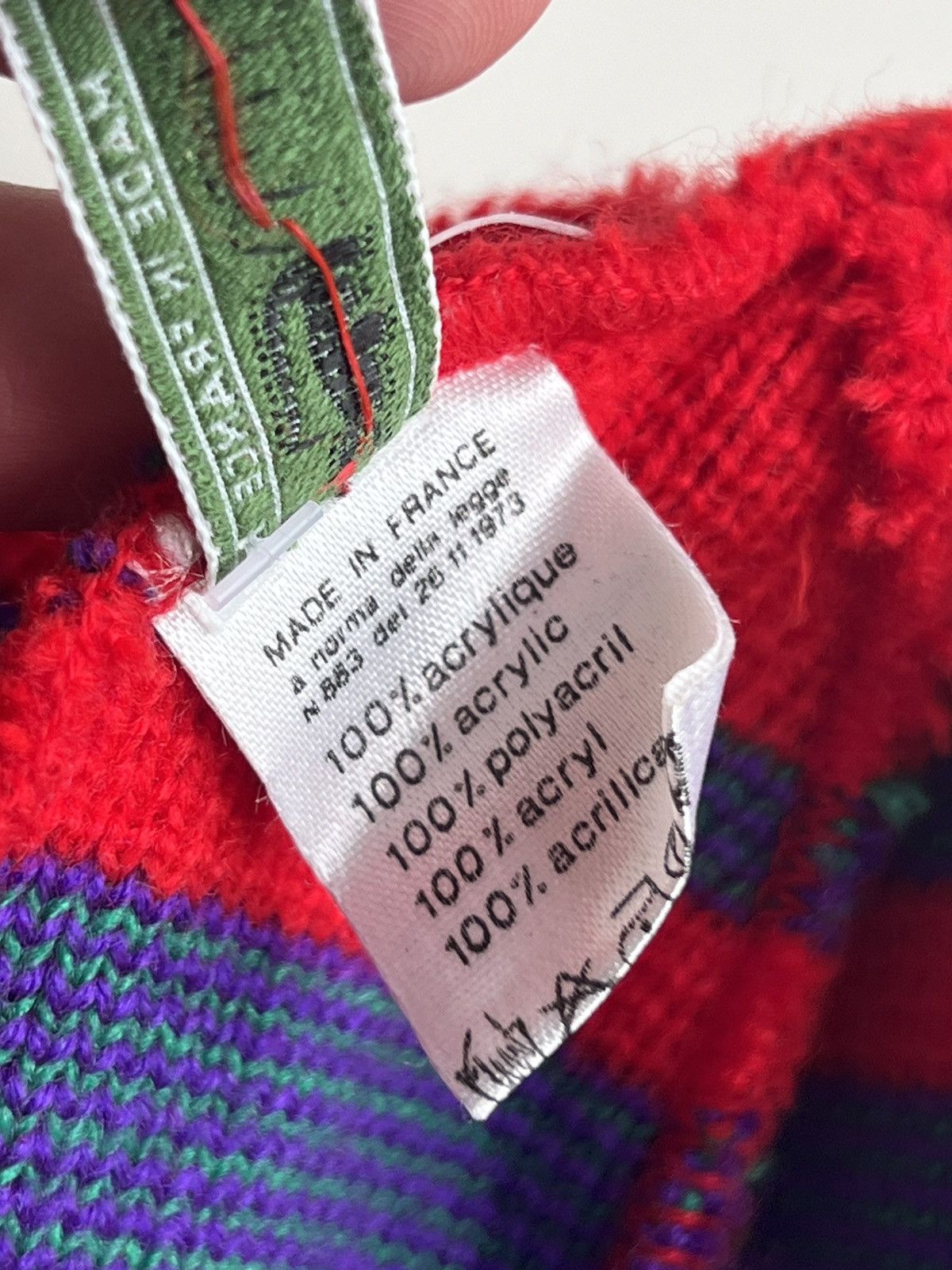 Lacoste × Vintage Vintage 80s Chemise Lacoste Mosaic Knitted Acrylic Hat Size ONE SIZE - 5 Thumbnail