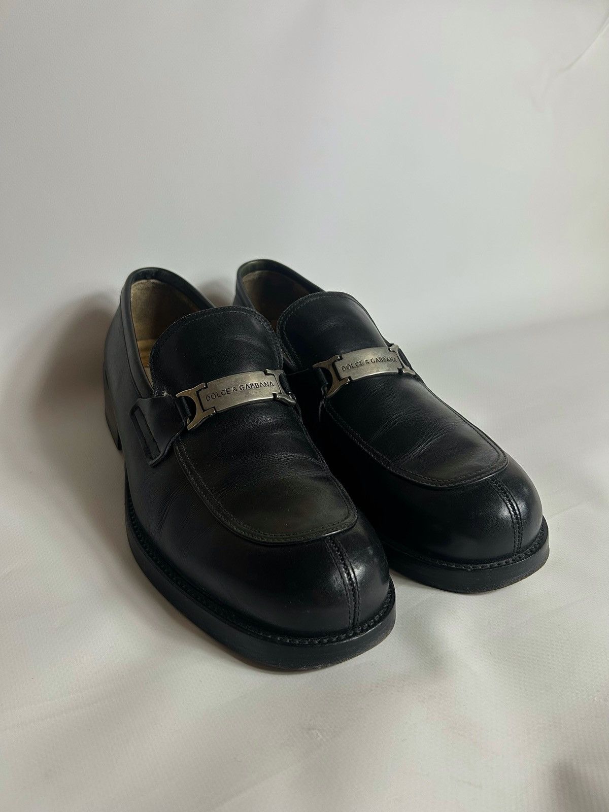 Dolce & Gabbana Vintage Dolce & Gabbana Metal Logo Leather Loafers Size US 10 / EU 43 - 5 Thumbnail