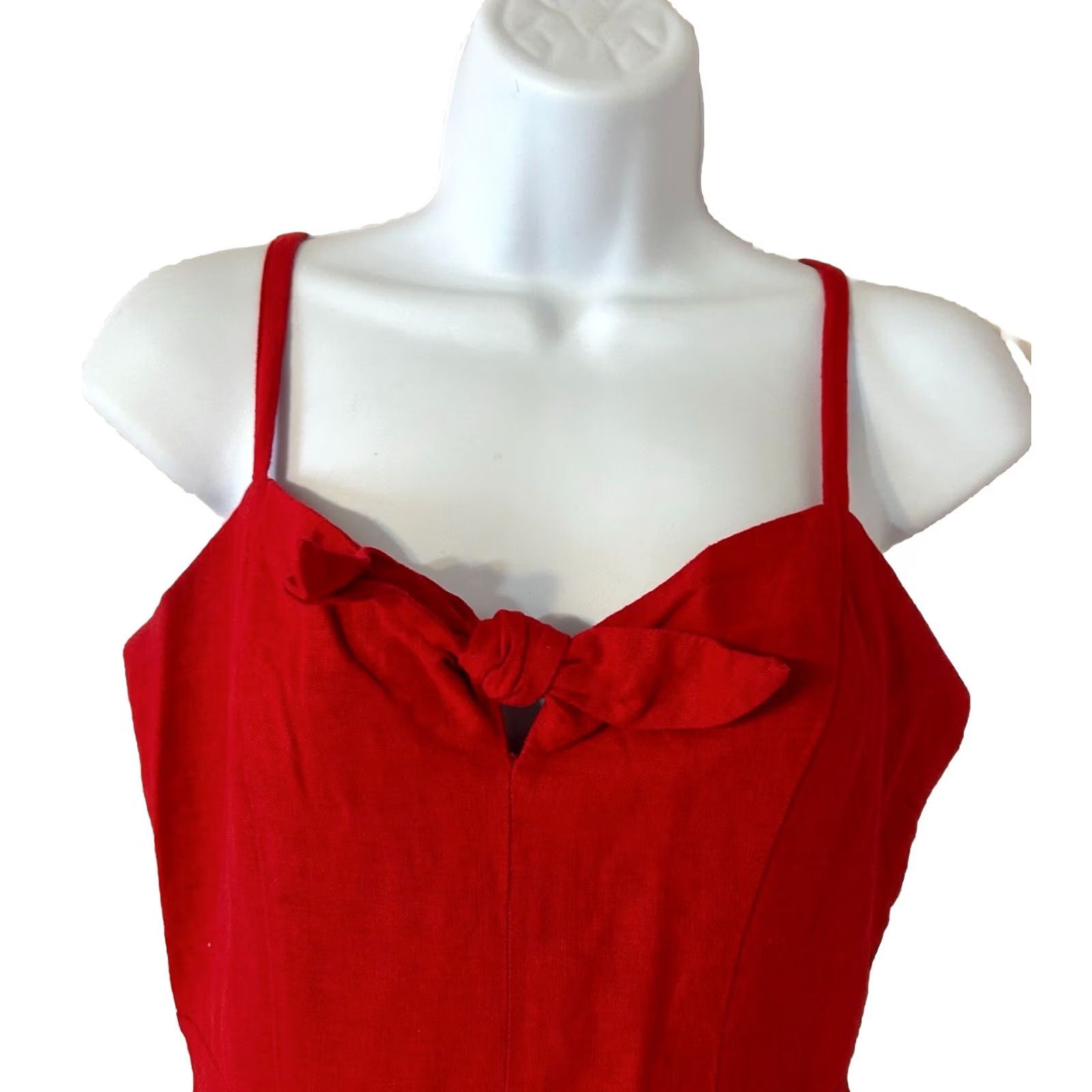 Old Navy Old Navy Linen Blend Cami Dress - Red, S, Knee Length, Sleeveless Size S / US 4 / IT 40 - 7 Thumbnail