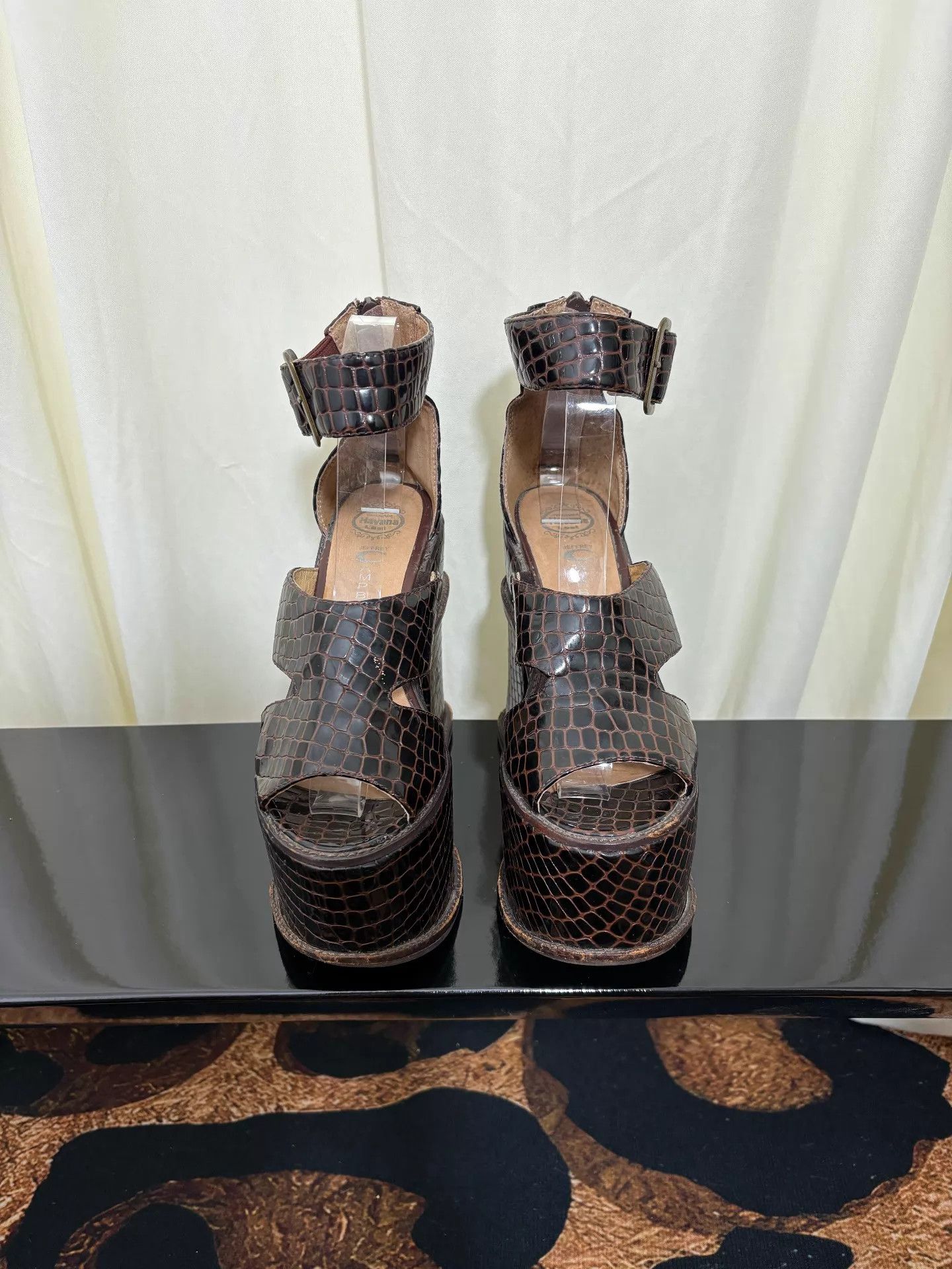 Jeffrey Campbell Vintage Jeffrey Campbell Croc Buckle Platform Sandal 38 Size US 7.5 / IT 37.5 - 3 Thumbnail