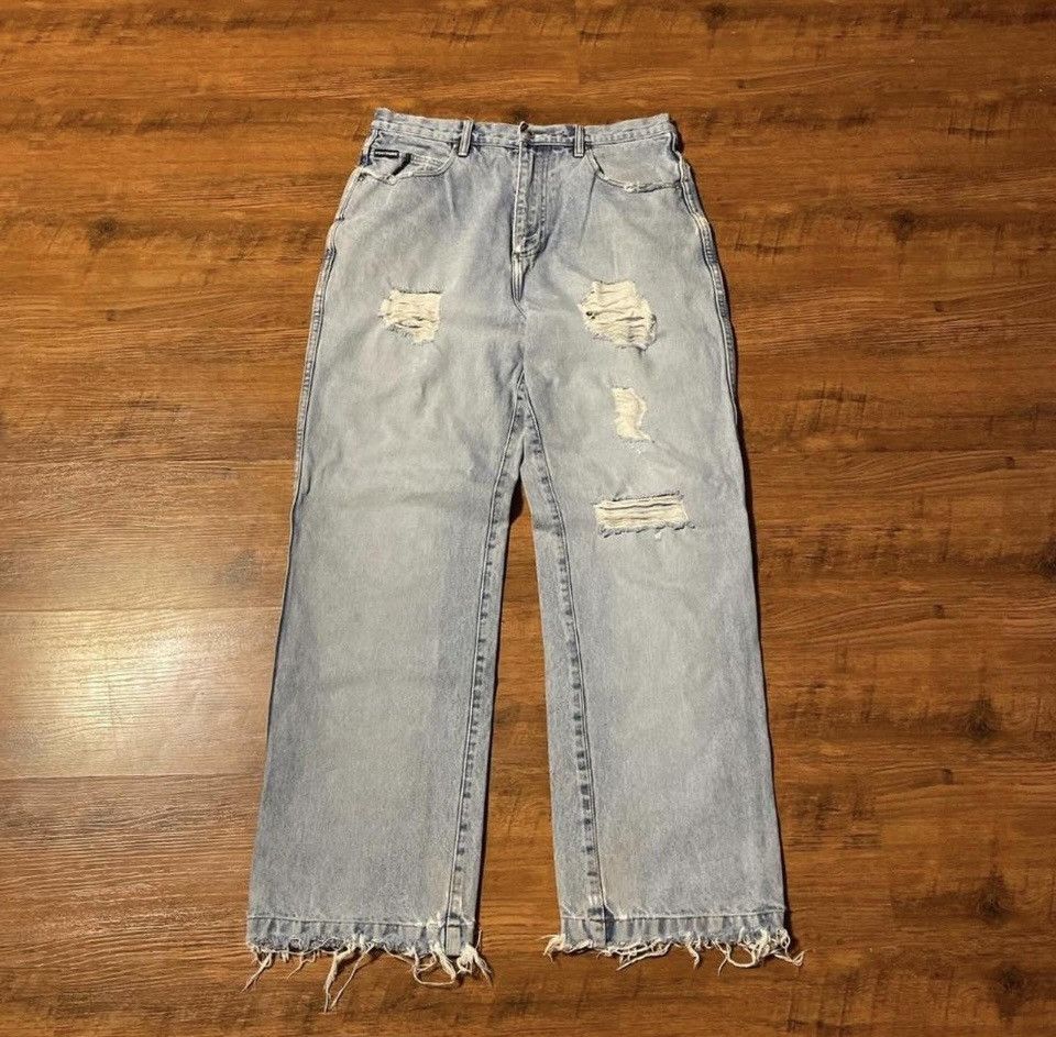 Phat Farm Vintage Phat Farm Light Wash Distressed Baggy Jeans Size US 32 / EU 48 - 2 Thumbnail