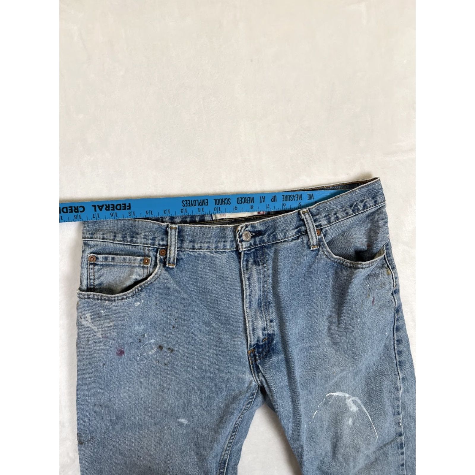 Levi's VINTAGE Levi's 505 Jeans Stand 36x32 Denim Distressed Grunge 90s Mens Blue Cotton Regular Straight 5-Pocket Zip Inseam 32 Size US 36 / EU 52 - 6 Thumbnail