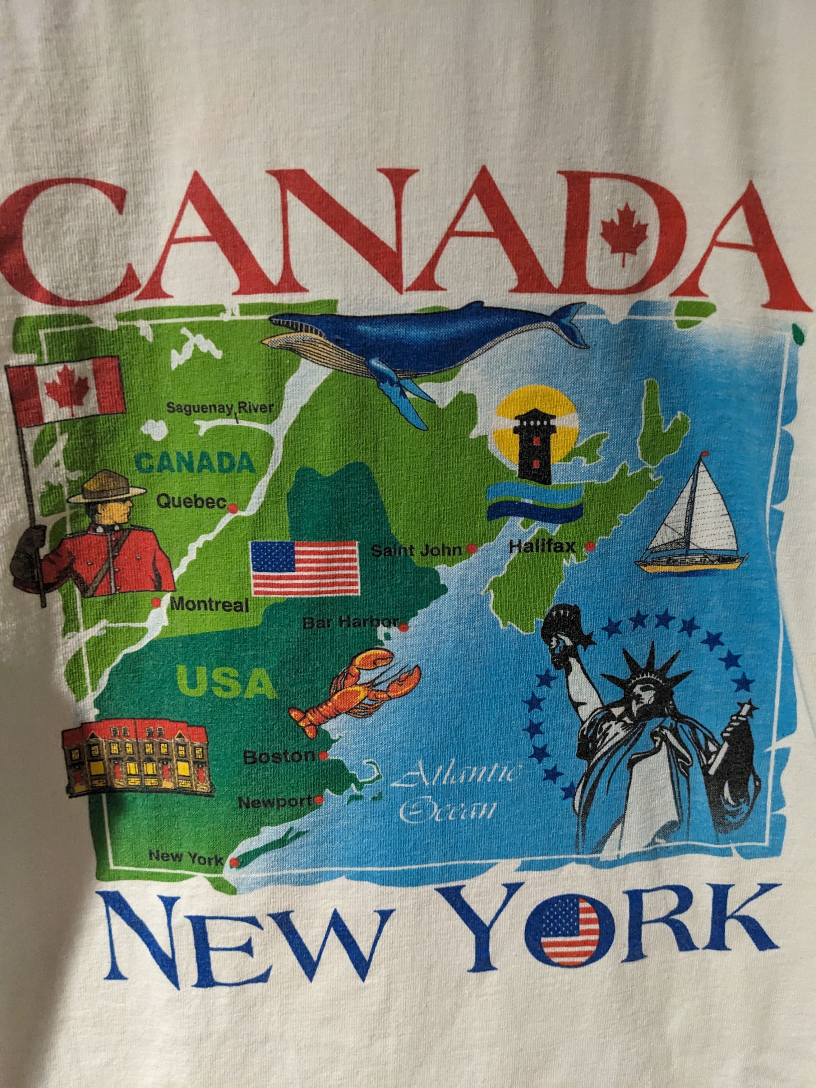 Vintage Vintage 90s Canada New York City Map White X-Large T-Shirt Size US XL / EU 56 / 4 - 2 Thumbnail