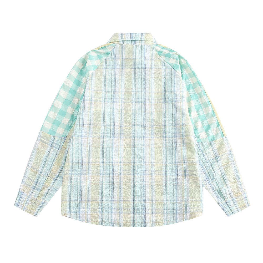 Vintage Japanese street loose plaid casual lapel long-sleeved shirt Size US 32 / EU 48 - 2 Thumbnail