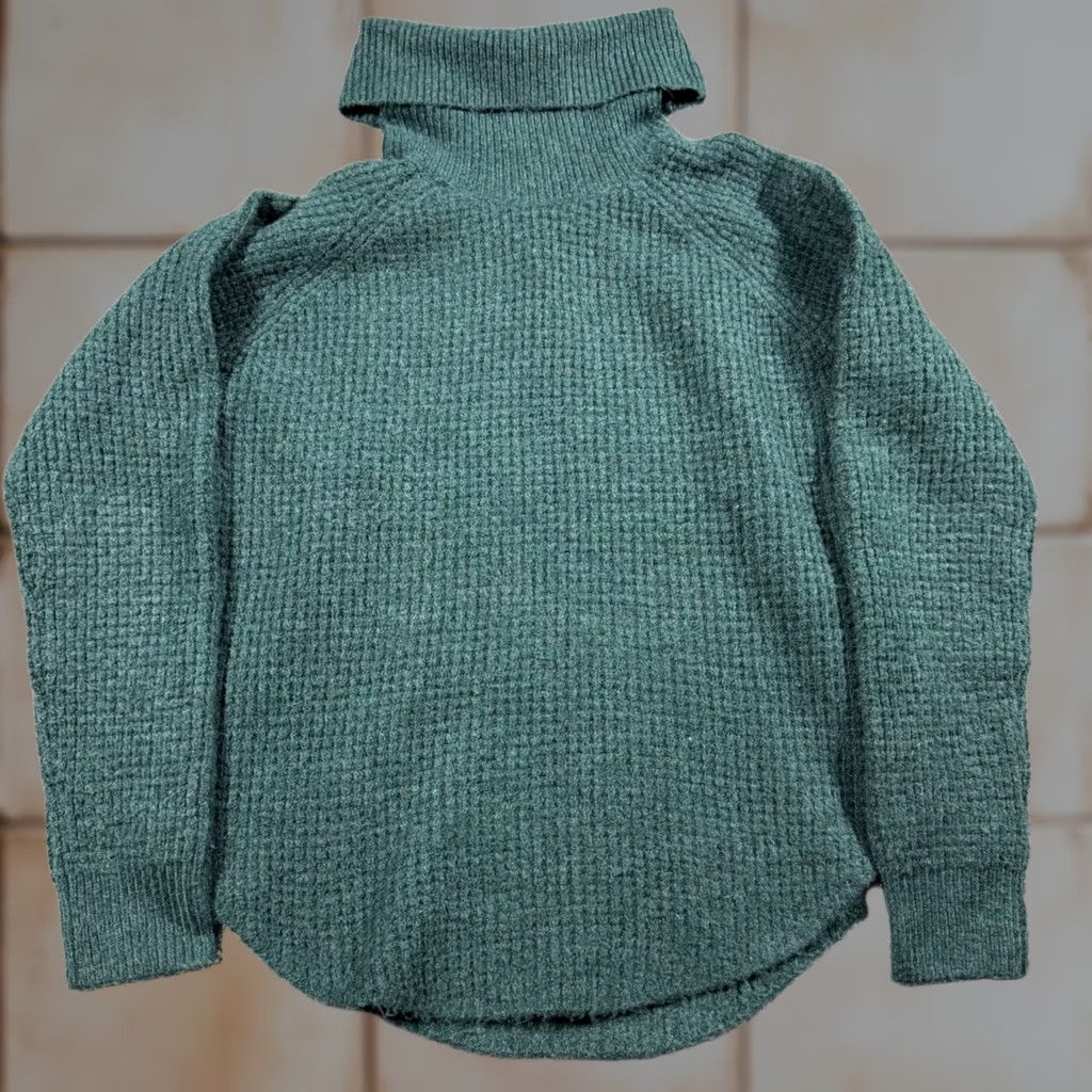 Vintage Kuhl Sweater Womens Size Medium Green Cowl Neck Heavy Knit Curved Hem Sienna Pullover Size M / US 6-8 / IT 42-44 - 1 Thumbnail
