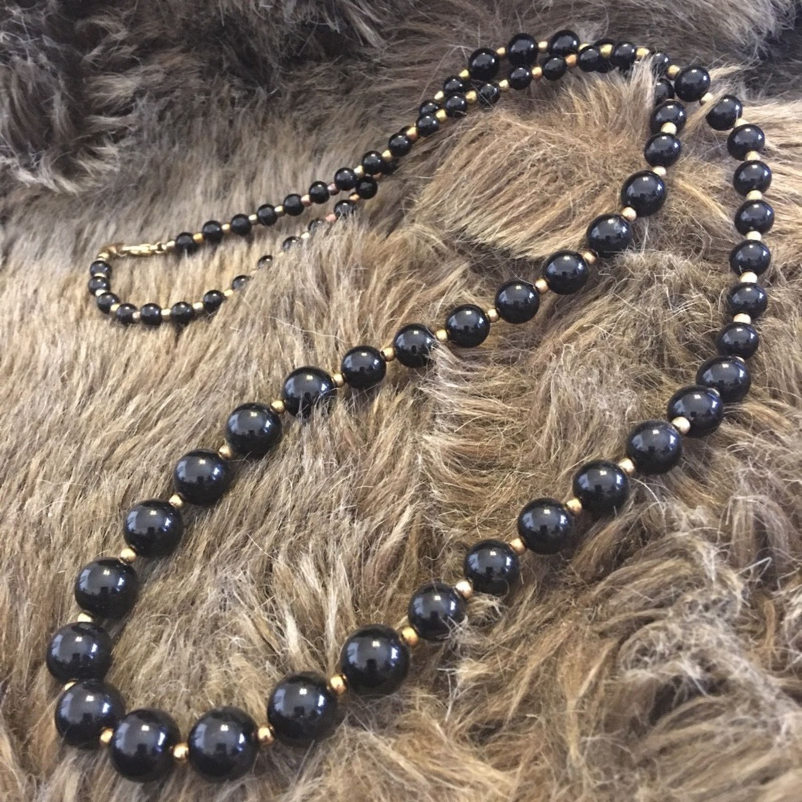 Vintage Vintage 80s-90s black graduated bead necklace Size ONE SIZE - 4 Thumbnail