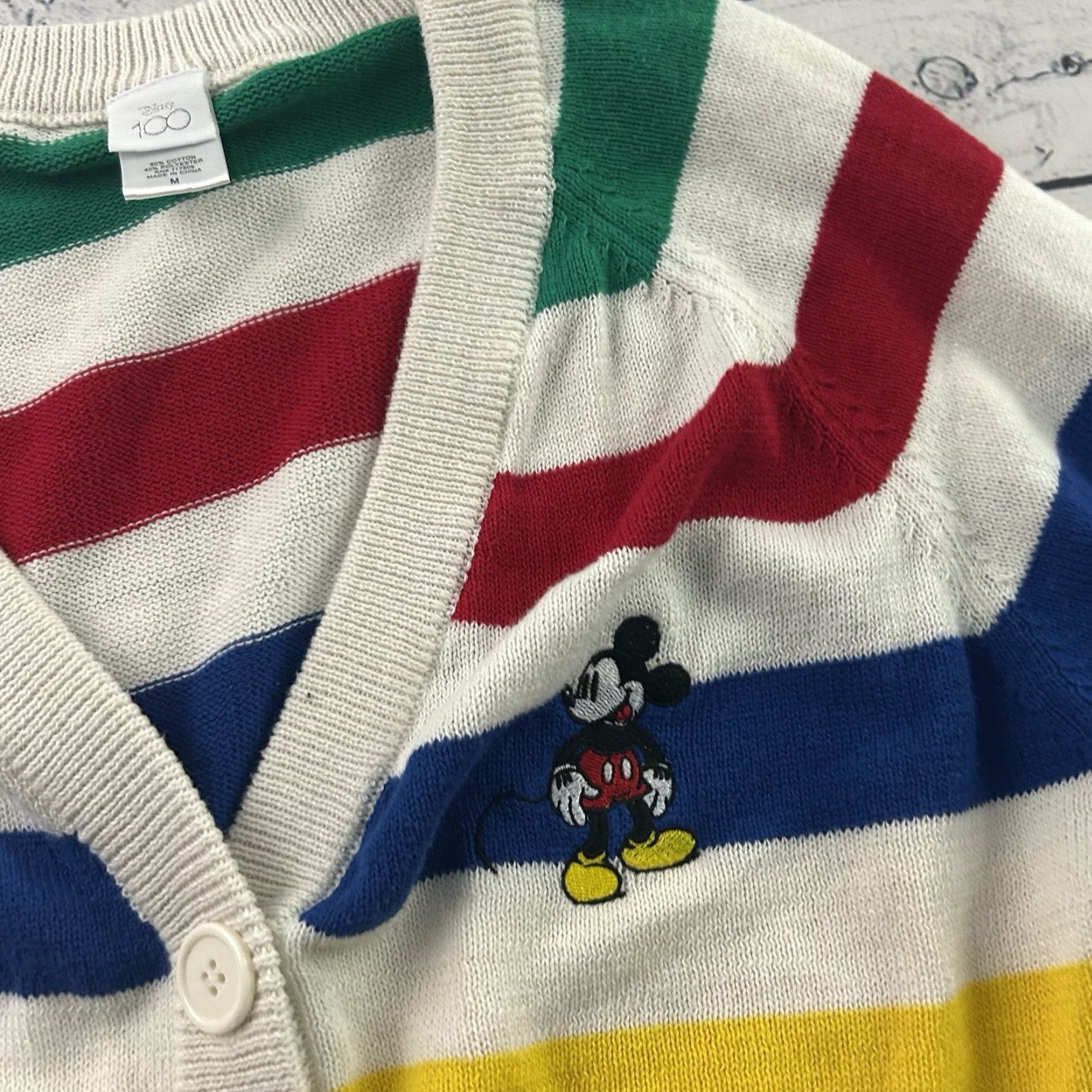 Disney Disney Mickey Mouse Cardigan Sweater Women's M Rainbow Multicolor - 100 Character Size M / US 6-8 / IT 42-44 - 3 Thumbnail