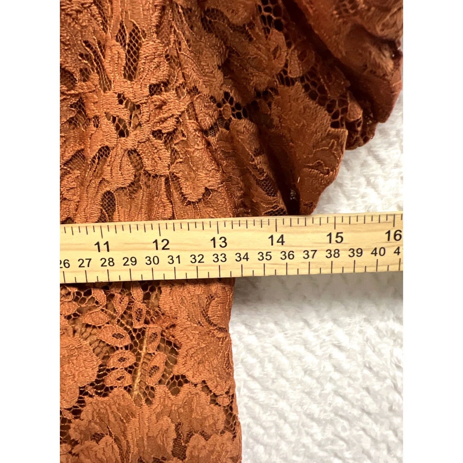Free People Free People Lace Mini Dress Rust Copper Floral Boho Flutter Sleeve Tie Back PS Womens Size S / US 4 / IT 40 - 7 Thumbnail
