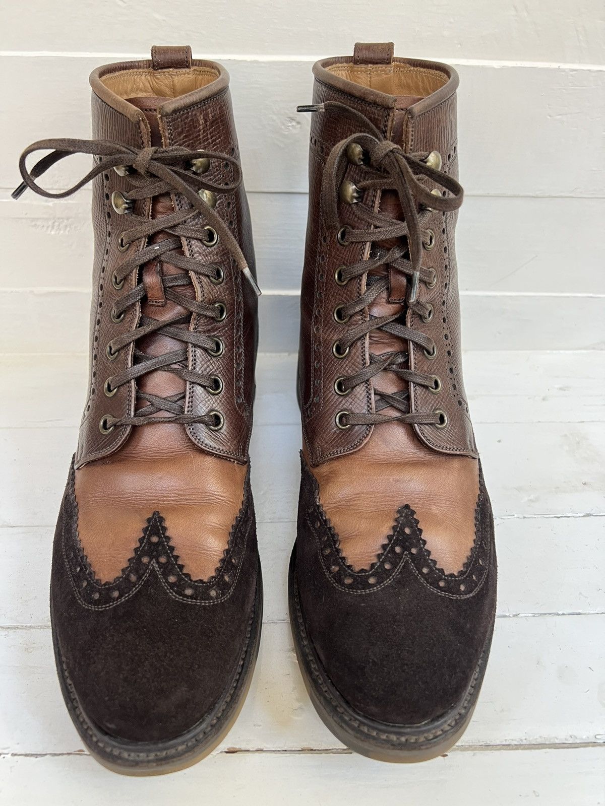 Salvatore Ferragamo Salvatore Ferragamo Lavorazione Tramezza Brown Boots Size US 8.5 / EU 41-42 - 2 Thumbnail