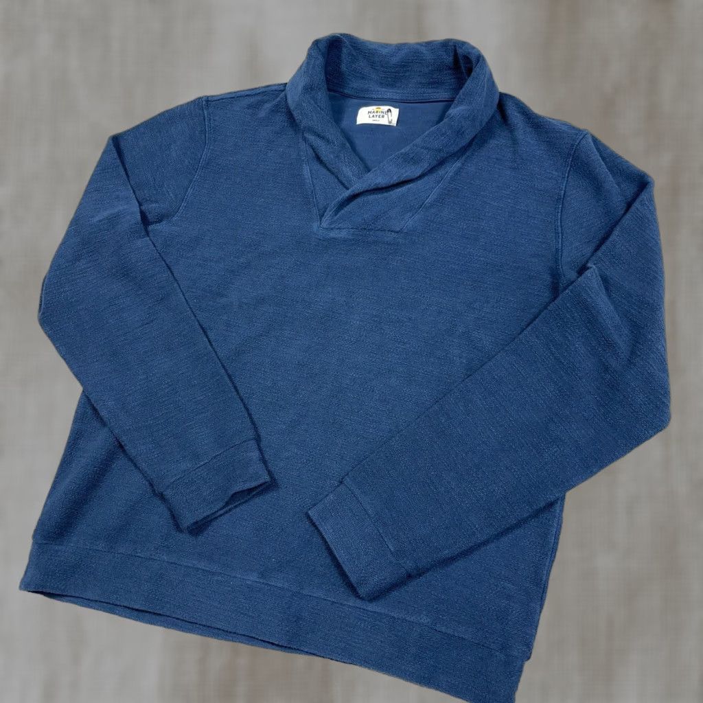 Marine Layer Marine Layer Sweater Men Small Blue Shawl Neck Pullover Cotton Adult Size US S / EU 44-46 / 1 - 1 Thumbnail