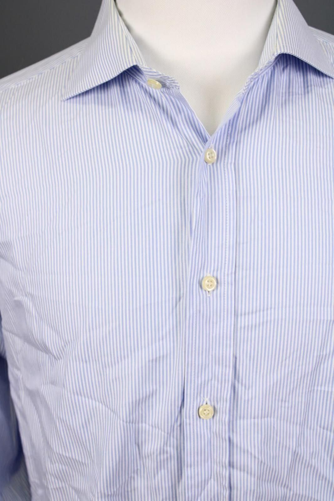 Designer Boggi Milano Blue Striped Button Down Shirt 41 / 16 Size US M / EU 48-50 / 2 - 5 Thumbnail