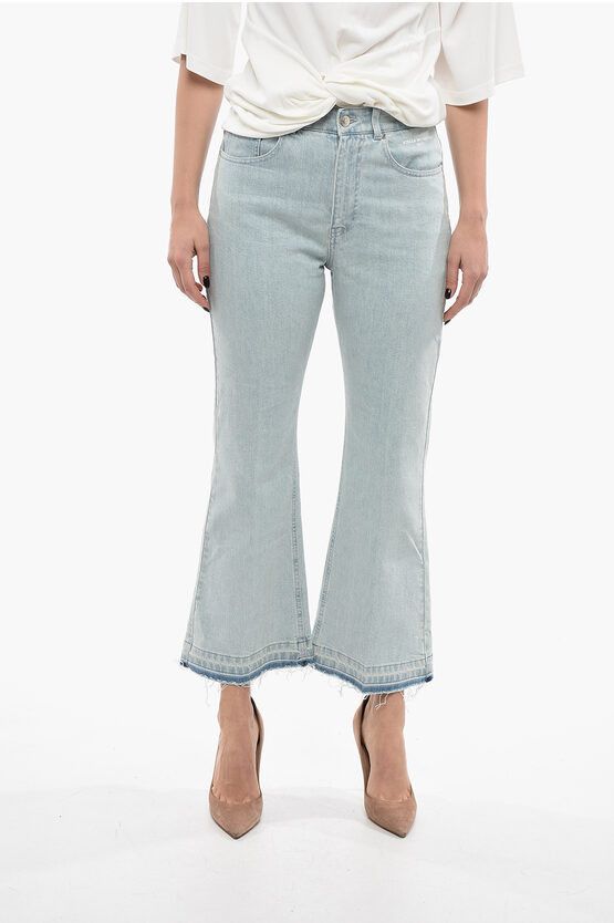 image of Stella Mccartney Cropped Fit Bootcut Denims With Vintage Pale Wash 27Cm in Light Blue, Women's (Siz