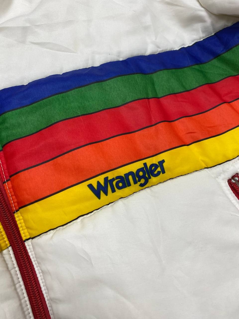 Wrangler Wrangler White Rainbow Vintage Puffer Jacket 80s Women S-M Size S / US 4 / IT 40 - 5 Thumbnail