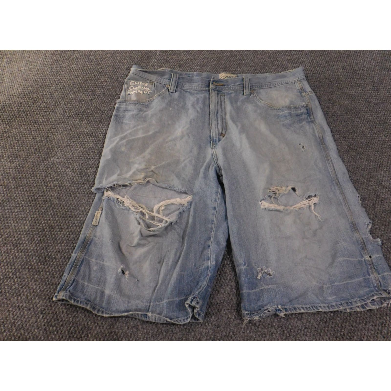 Enyce VINTAGE Enyce Denim Shorts Mens 40 Blue Distressed Baggy Carpenter Ripped Grunge Y2K Mens Clothing Baggy Denim Shorts Grunge Hip Hop 2000s Size US 40 / EU 56 - 2 Thumbnail