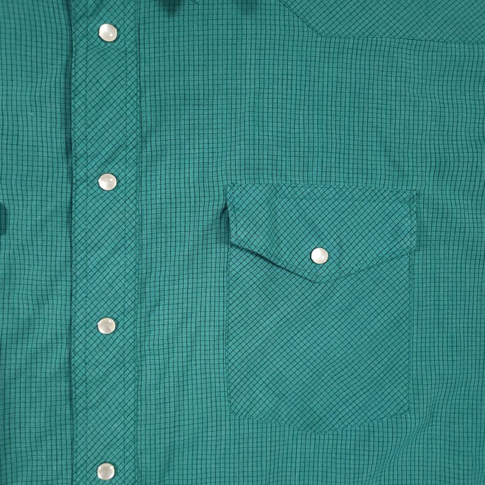 Wrangler VINTAGE Wrangler Wrancher Pearl Snap Western Shirt Mens 1XB Big Man Green Check Size US XL / EU 56 / 4 - 4 Thumbnail