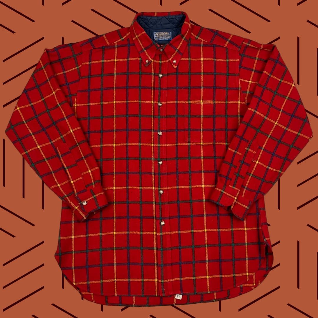 Pendleton VTG Pendleton Shirt Mens L Red Plaid Virgin Wool Button-Down Flannel Made in USA Size US L / EU 52-54 / 3 - 1 Thumbnail