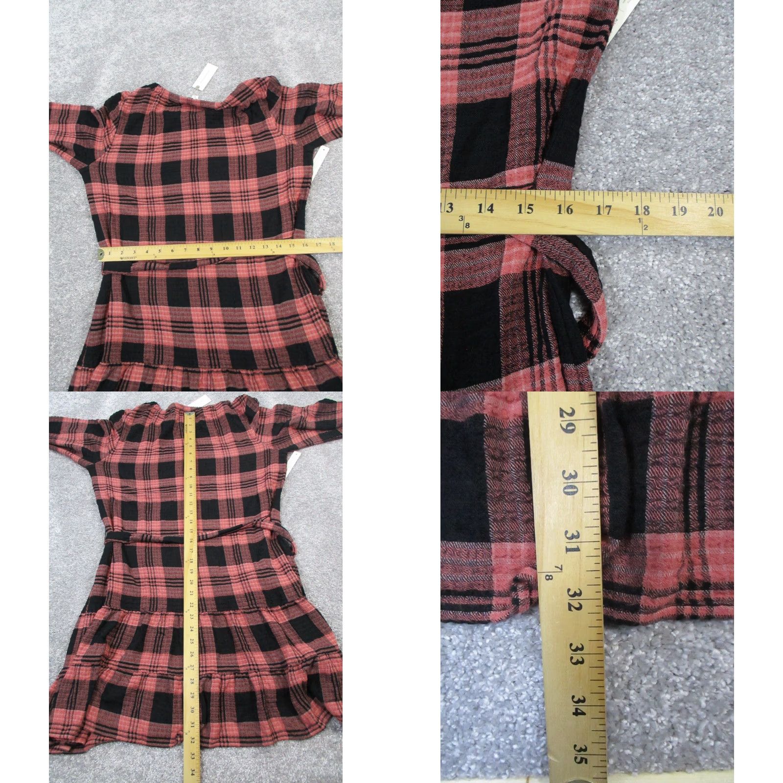 CLOT Cloth & Stone Shirt Dress Womens S Red Plaid Long Sleeve Round Neck Pullover Casual Short Dress Womens Shirt Dress 90s? Size S / US 4 / IT 40 - 8 Thumbnail