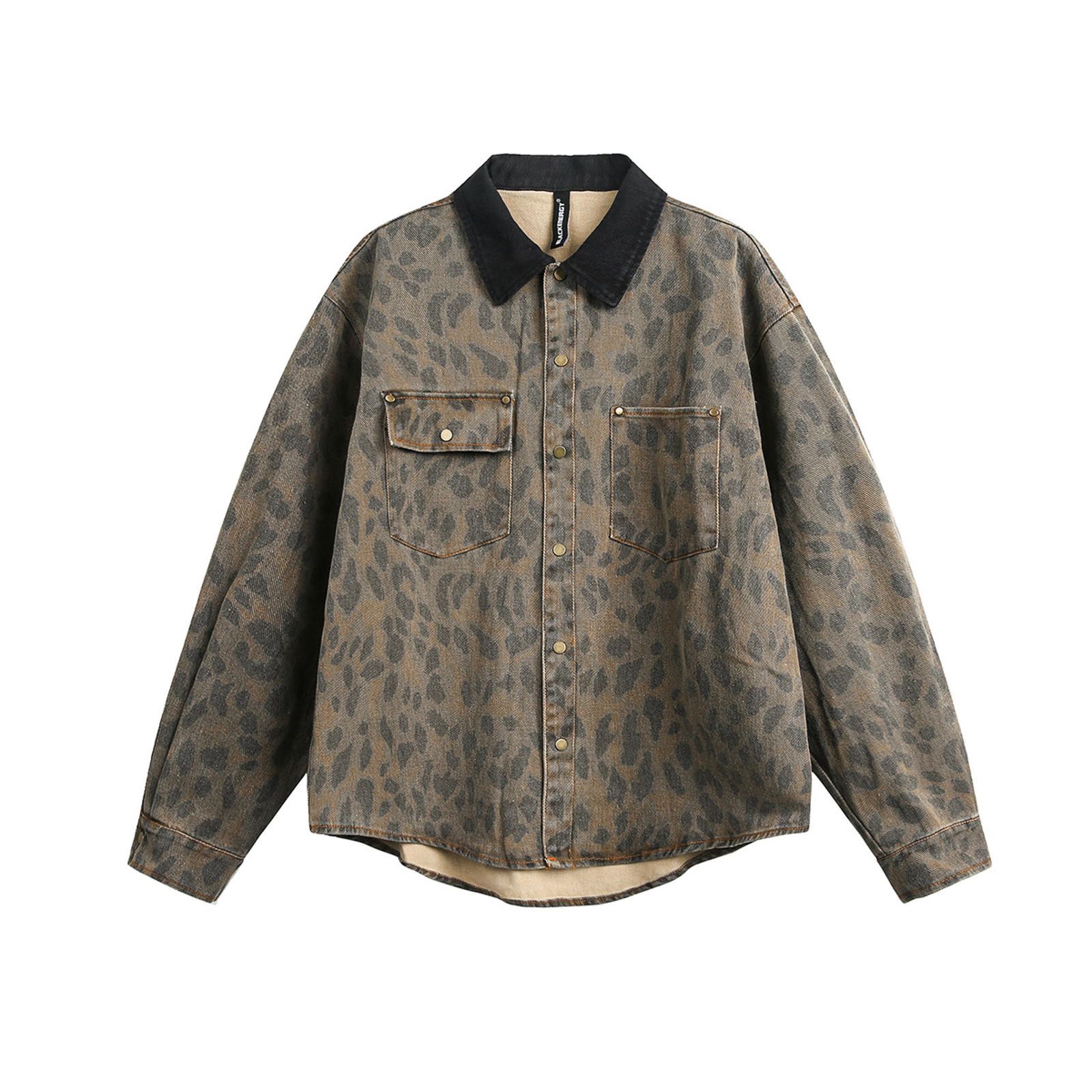 Other Leopard Print Denim Shirt with Black Collar Size US M / EU 48-50 / 2 - 3 Thumbnail