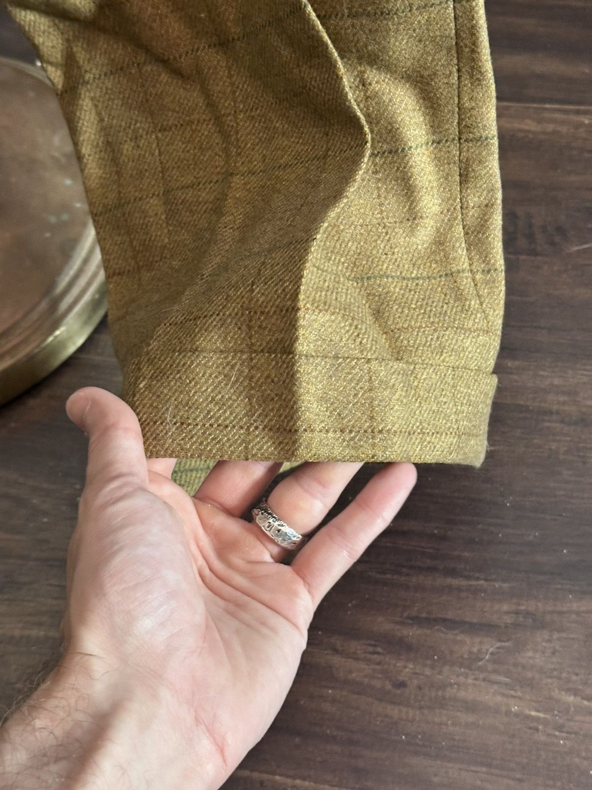 Bullock & Jones Vintage tan check heavy wool Italian cuffed pants Size US 35 - 6 Thumbnail