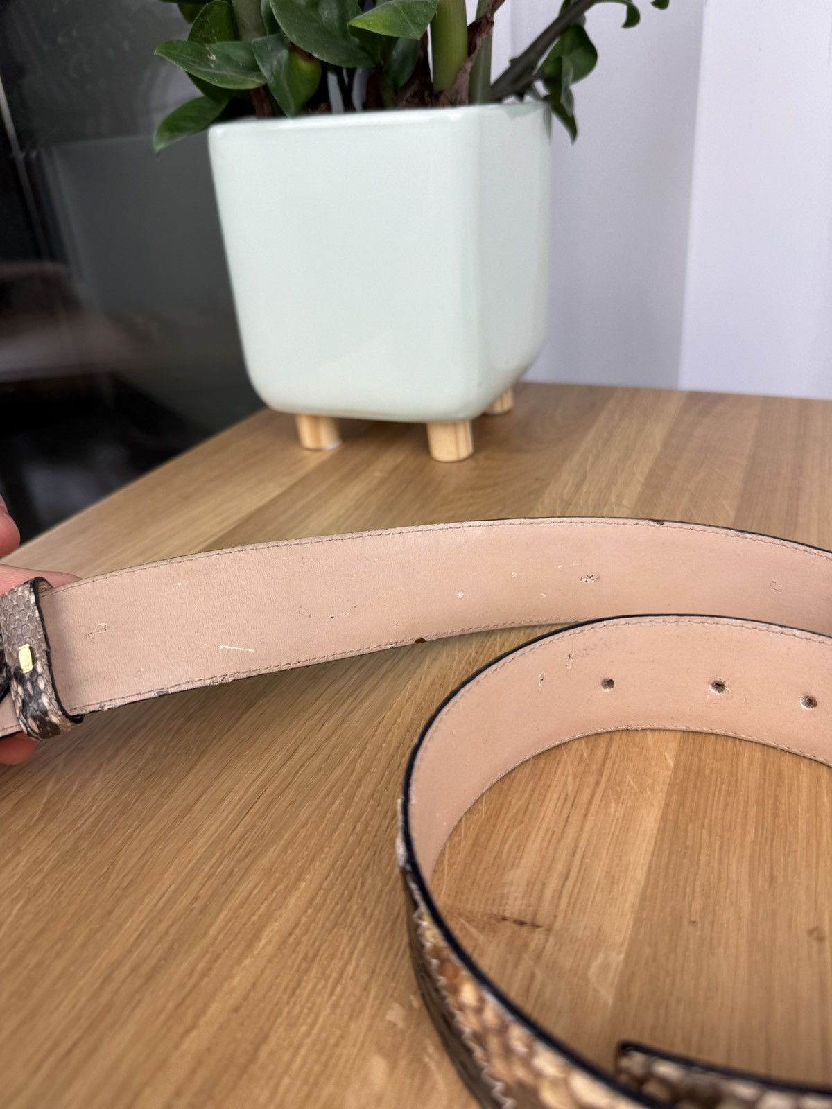 Japanese Brand × Vintage Vinatge Phyton Reptiles Leather Belt Size 32 - 6 Thumbnail