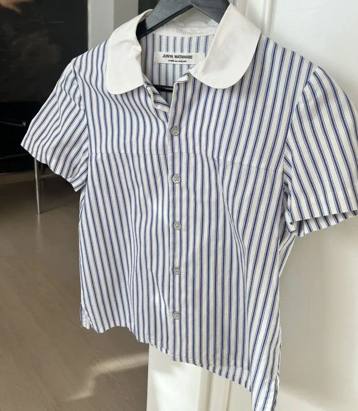 Junya Watanabe Junya Watanabe Striped Short Sleeve Shirt 0089 Size S / US 4 / IT 40 - 1 Thumbnail