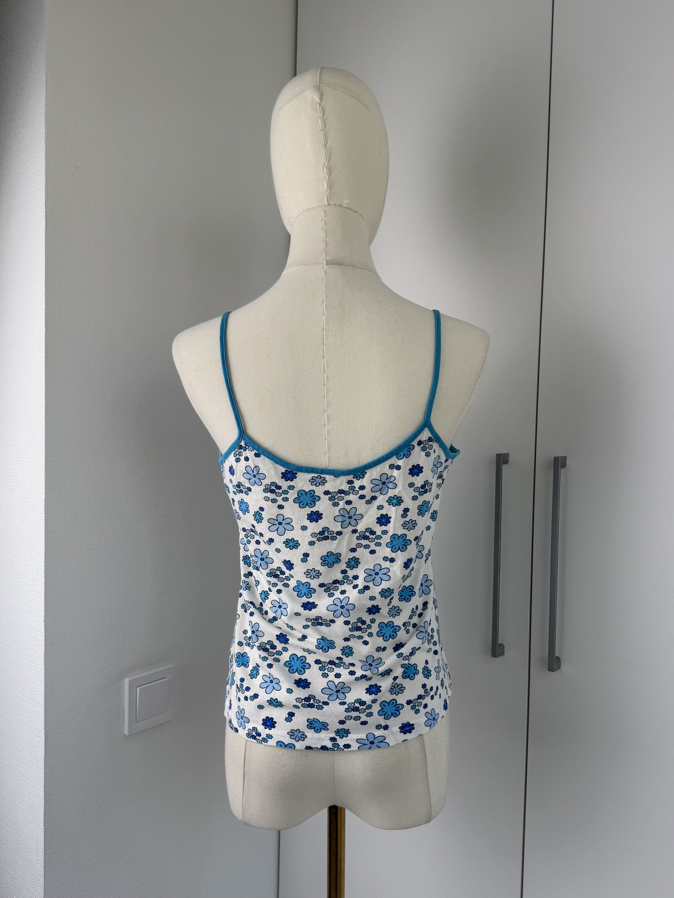 Vintage Women Floral Camisole Top Y2K Vintage Blue White Print Size M / US 6-8 / IT 42-44 - 3 Thumbnail