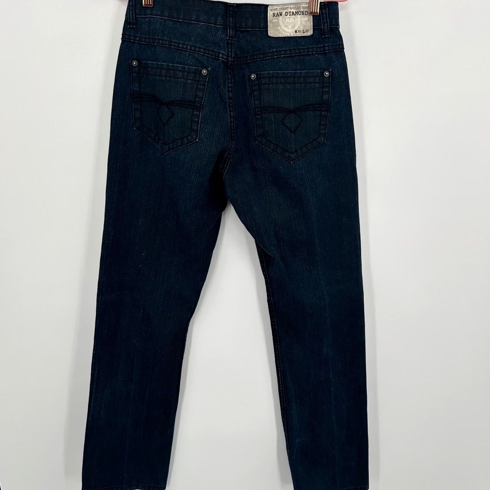 Denime Raw Diamond Dark Wash Straight Leg Denim Jeans - 30" Mens Workwear Style Size US 30 / EU 46 - 5 Thumbnail