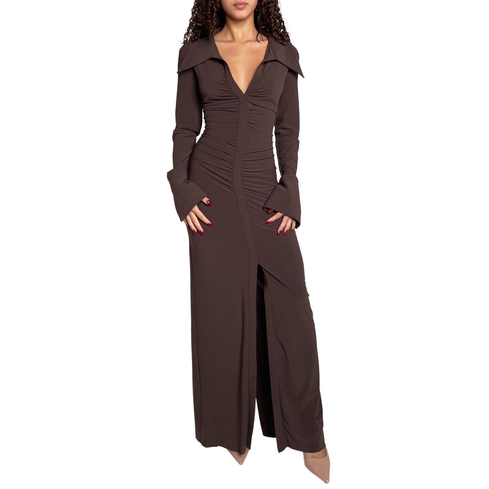 BEC + BRIDGE Chocolate Long Sleeve Maxi Dress Size M / US 6-8 / IT 42-44 - 3 Thumbnail