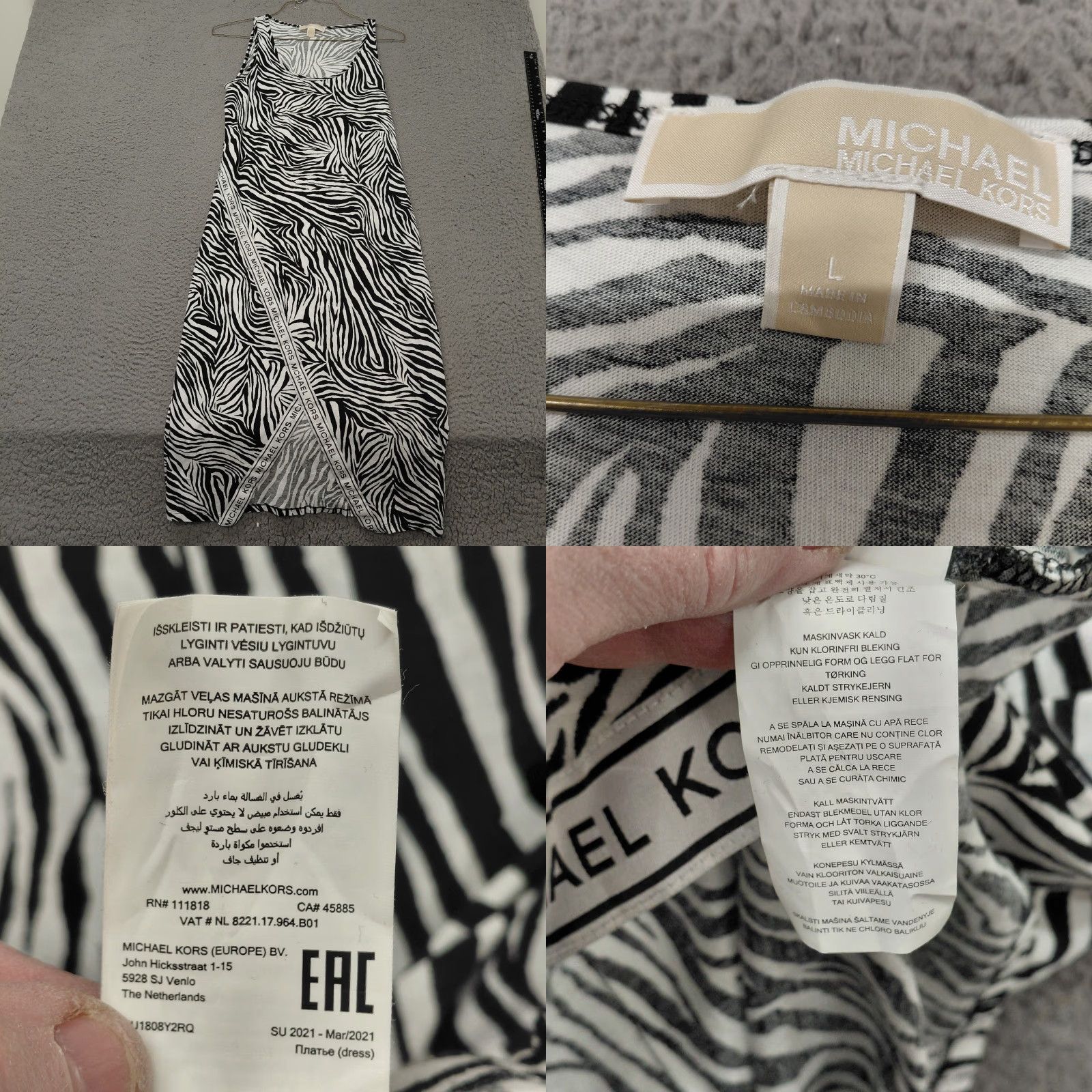 Michael Kors Michael Kors Midi Dress Women's Large Black White Zebra Sport Logo L83631 Dress Size L / US 10 / IT 46 - 9 Thumbnail