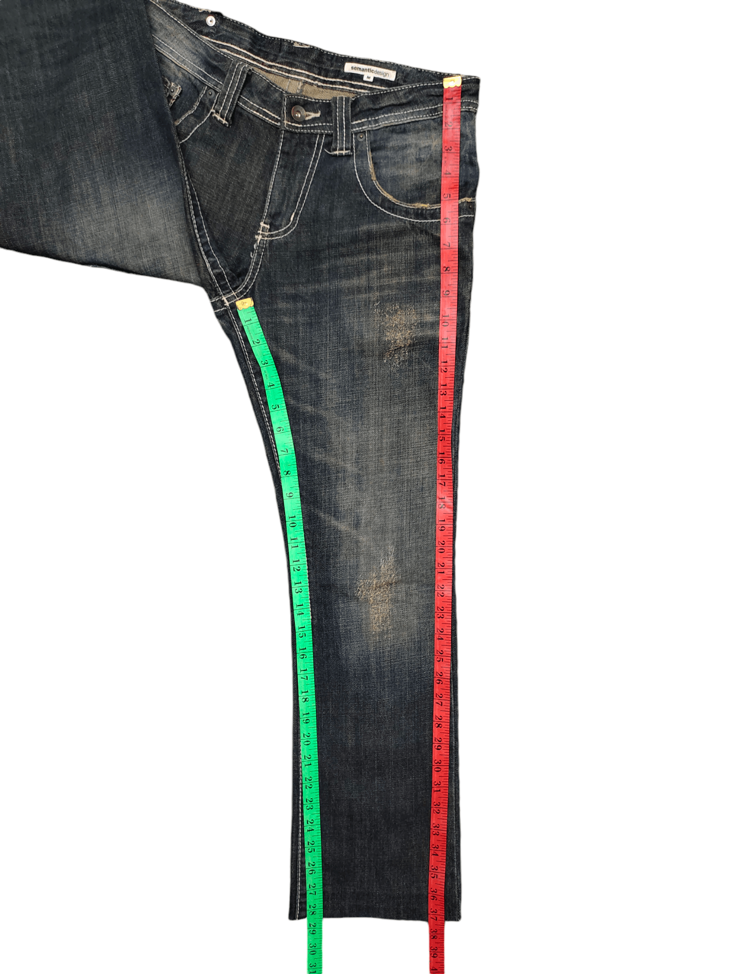 semanticdesign Flare Jeans Semantic Design Gun Embroidered Distress Bootcut Size US 31 - 13 Thumbnail