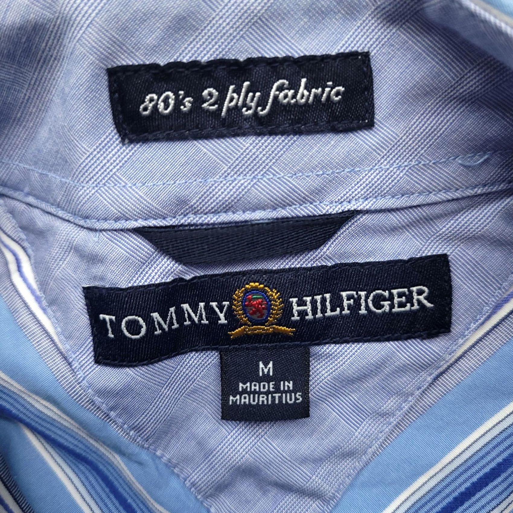 Tommy Hilfiger Tommy Hilfiger Shirt Mens Medium Blue Striped Button Up Long Sleeve Crest Logo Size US M / EU 48-50 / 2 - 4 Thumbnail