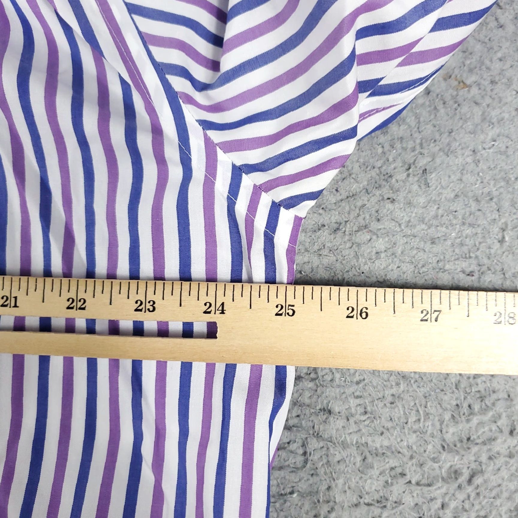 Tommy Hilfiger Tommy Hilfiger Shirt Mens 17 Purple Striped Dress Button Up Long Sleeve Shirt Size 46R - 6 Thumbnail