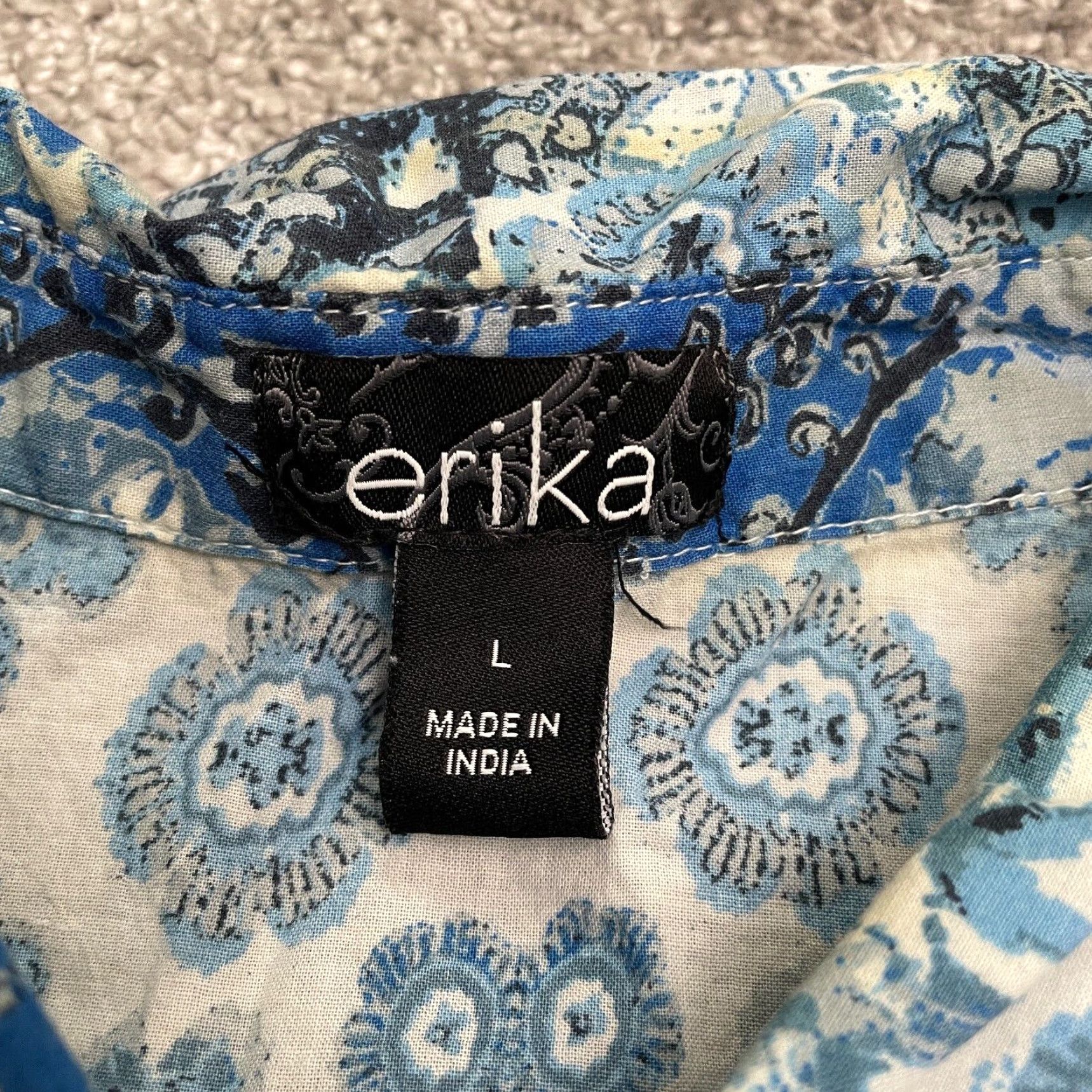 Vintage ERIKA Shirt Womens Large Blue Floral Paisley Long Sleeve Casual Size L / US 10 / IT 46 - 4 Thumbnail