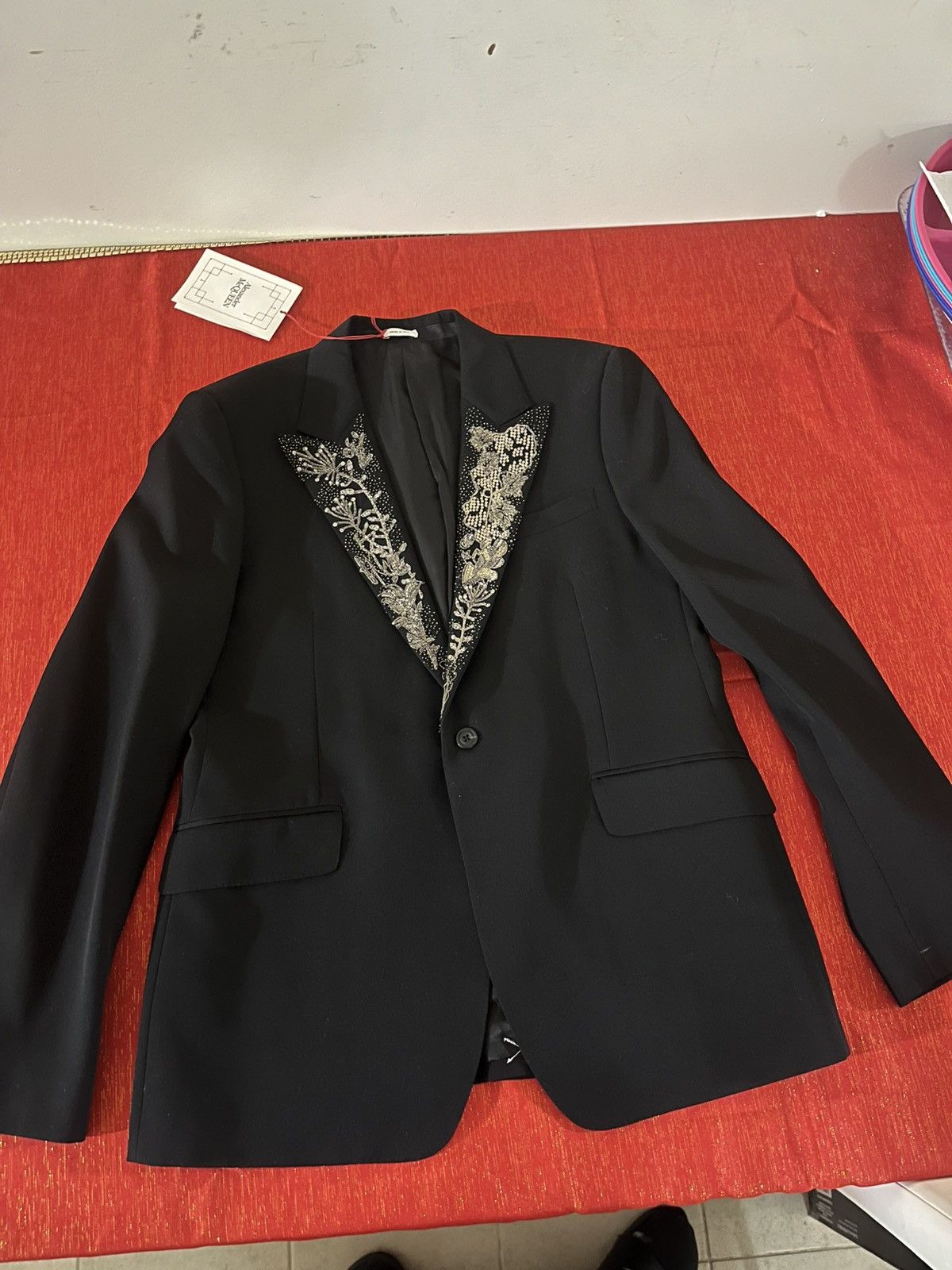 Alexander McQueen Embellished Floral-Lapel Tuxedo Jacket Sz 54R EU(43R US) Size 54R - 21 Thumbnail