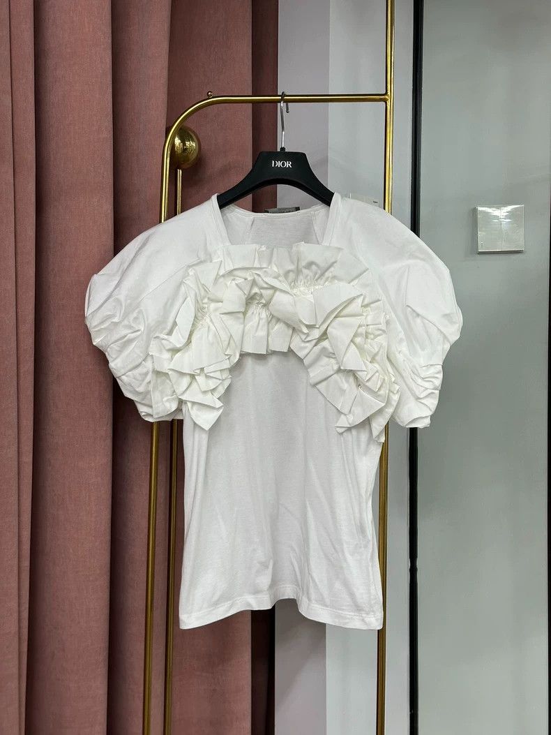 Alexander McQueen Alexander McQueen White Ruffle Short Sleeve Top - dmc Size US M / EU 48-50 / 2 - 1 Thumbnail