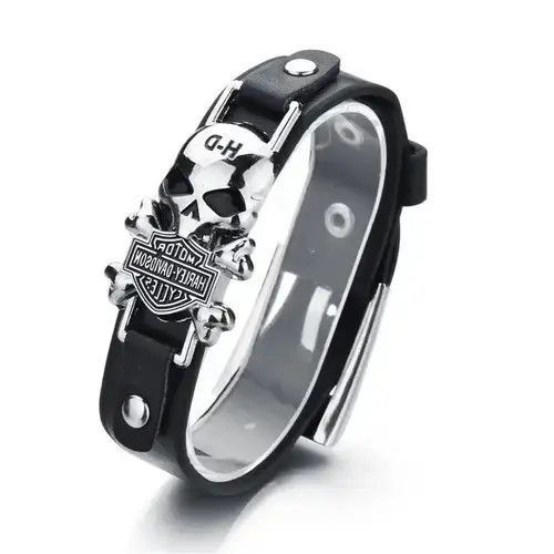 Leather × Vintage Vintage Classic Gothic Leather Punk Woven Skull Bracelet Size ONE SIZE - 1 Thumbnail