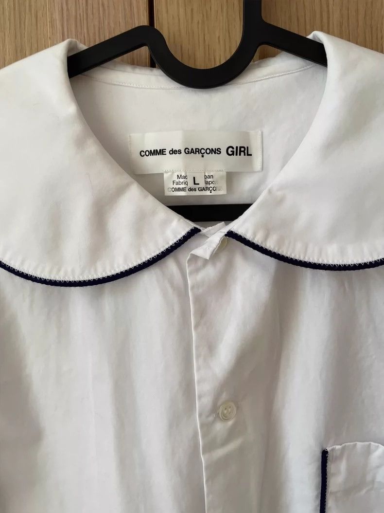 Comme des Garcons comme des garcons Baby collar navy blue border shirt 2503-N Size L / US 10 / IT 46 - 2 Thumbnail