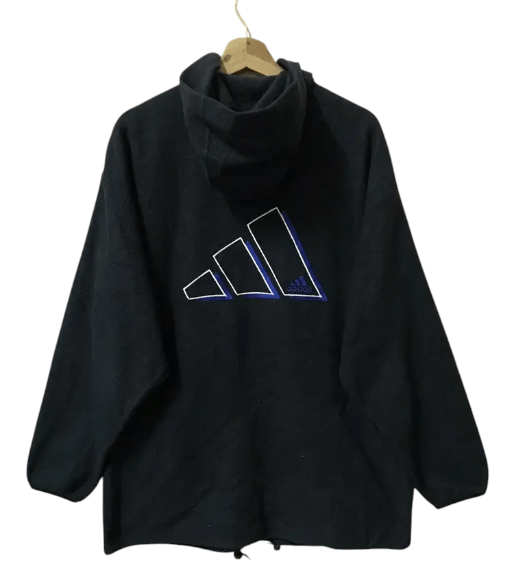 Adidas Vintage 90's Adidas 3 Stripes Fleece Hoodies Size US L / EU 52-54 / 3 - 2 Thumbnail