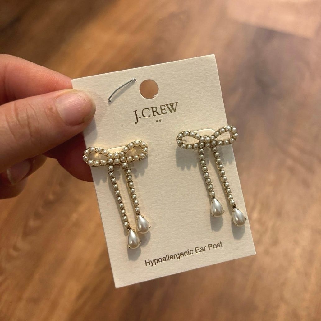 J.Crew NWT J.Crew Pearl Bow Earrings Gold Size ONE SIZE - 5 Thumbnail