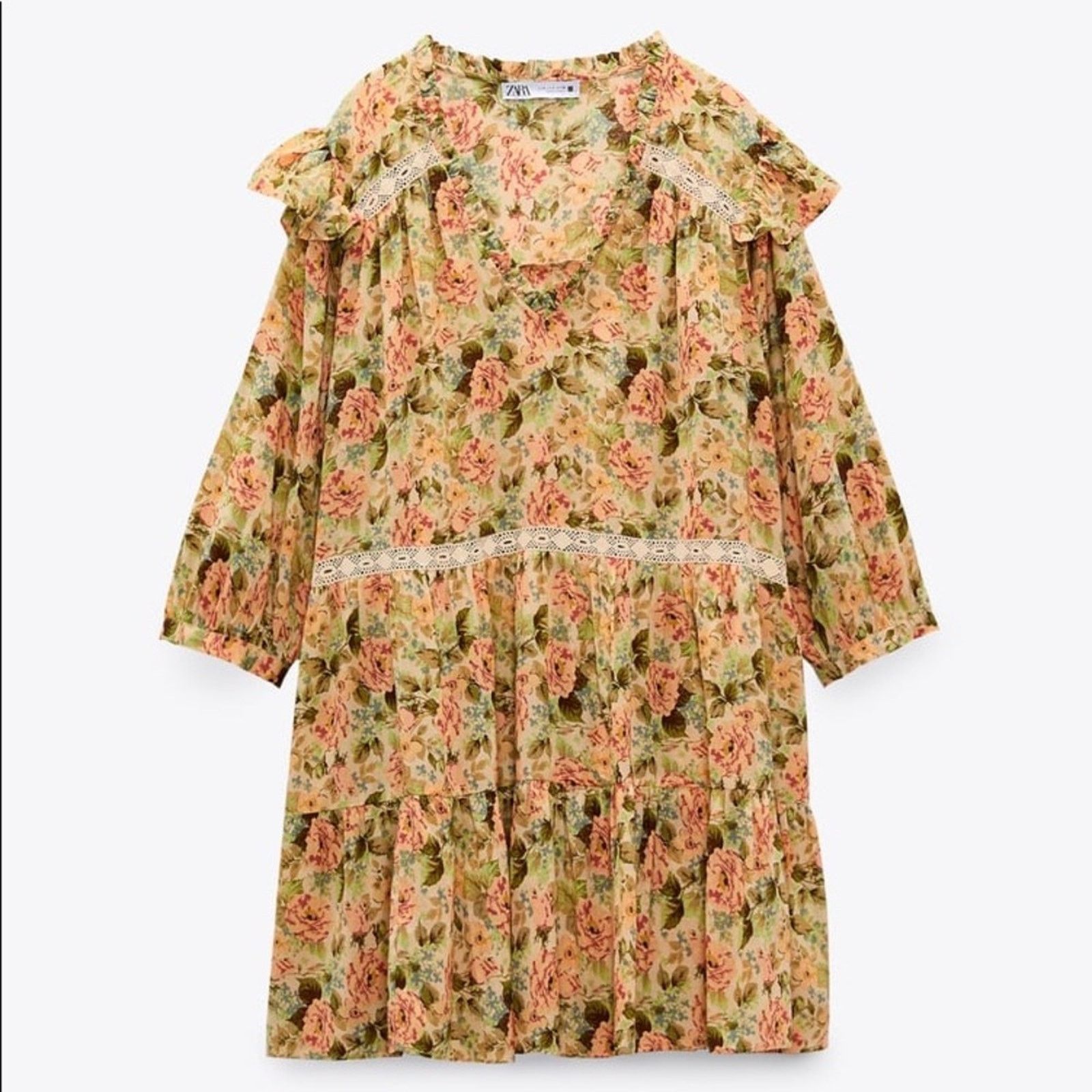 Zara ZARA FLORAL PRINT DRESS MULTICOLORED Size M / US 6-8 / IT 42-44 - 10 Thumbnail