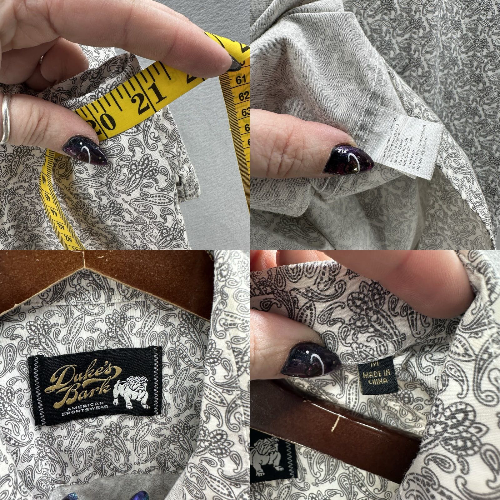 Bark Dukes Bark American Sportswear Shirt Mens M Gray Floral Paisley Preppy Button-Up Collared Short Sleeve Vintage Casual Formal Party/Cocktail 90s? Size US M / EU 48-50 / 2 - 9 Thumbnail