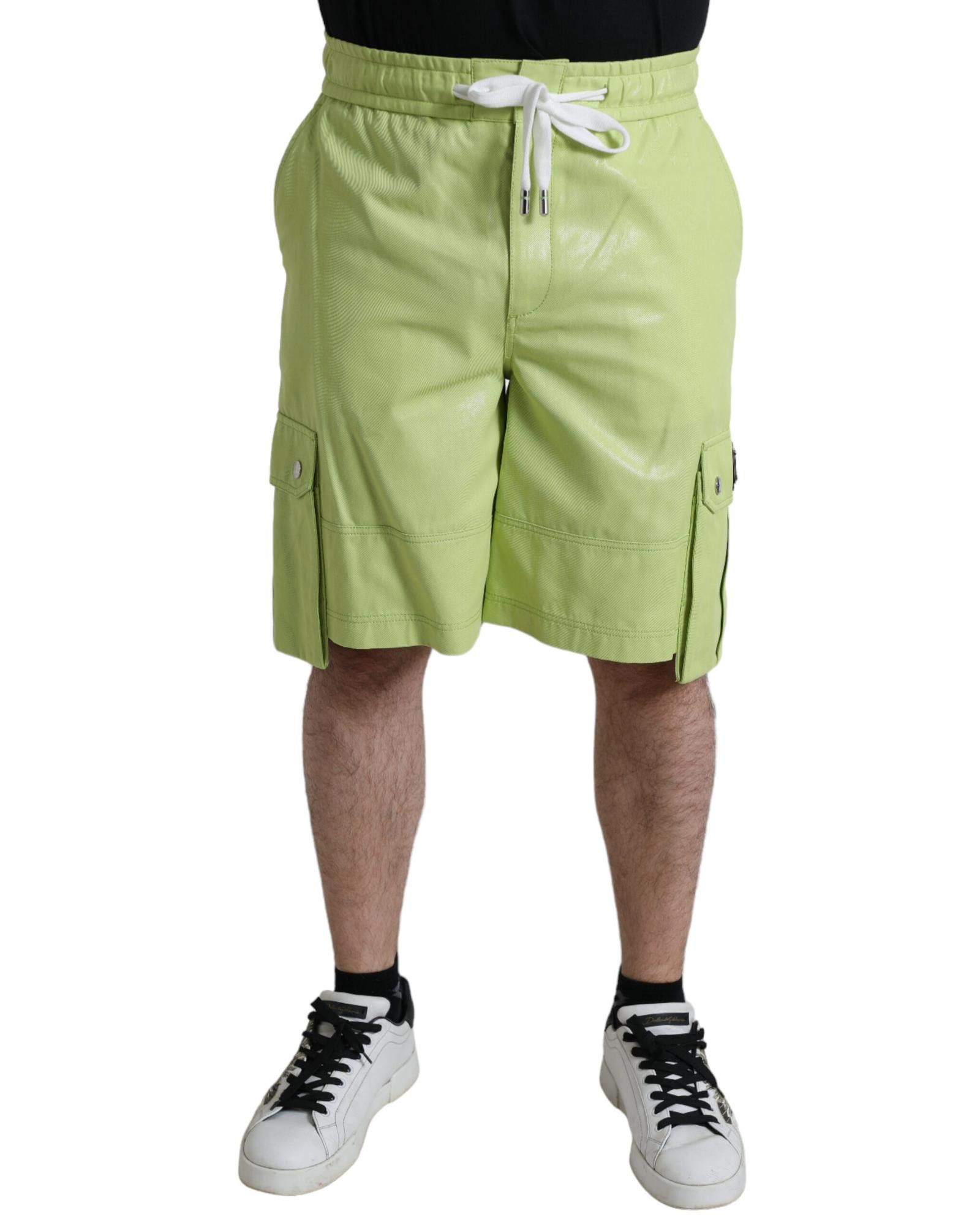 image of Dolce Gabbana Cotton Cargo Bermuda Shorts in Green, Men's (Size 38)