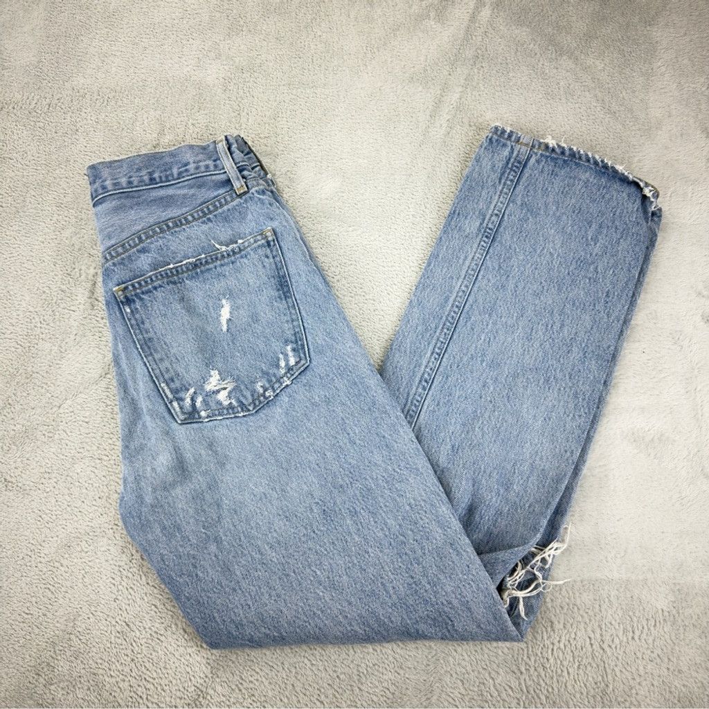 Agolde Agolde Women Sz 27 W x 28 L 90s Mid Rise Straight Distressed Size 27" / US 4 / IT 40 - 1 Thumbnail