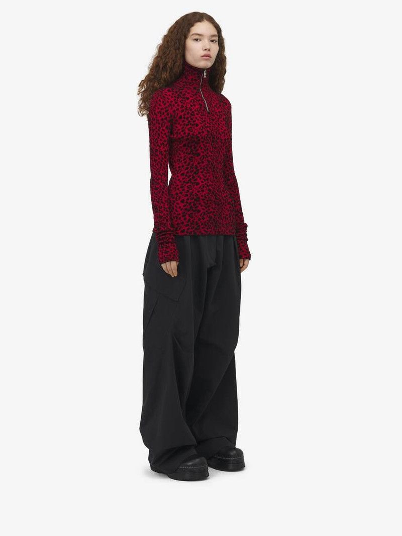 Alexander McQueen o1srvl11e0326 Leopard Jacquard Fitted Top in Multicolor Size S / US 4 / IT 40 - 4 Thumbnail